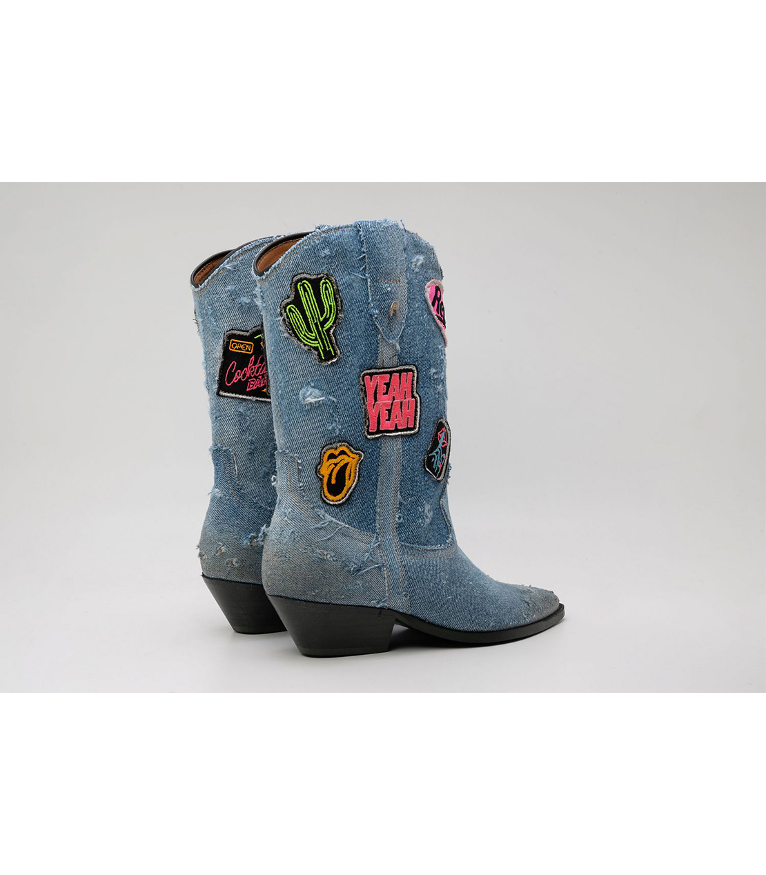 【DOLCE＆GABBANA】ブーツ パッチワークデニム ブルーのウィメンズ Patchwork denim boots | Dolce&Gabbana®